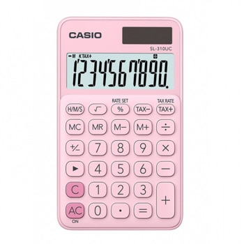 Калкулатор Casio SL-310UC, 10 разряден дисплей, джобен, изчисляване на %, бутон за бърза корекция, розов | JAR Computers Калкулатор Casio SL-310UC Pink SL-310UC-PK