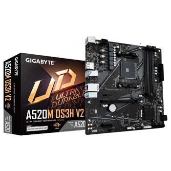 Дънна платка Gigabyte A520M DS3H V2 (rev 1.1), A520, AM4, DDR4, PCI-E 3.0 (DP&HDMI), 1x M.2, 4x SATA 6Gb/s, 4x USB 3.2 Gen 1 Type-A, Micro ATX | JAR Computers Gigabyte A520M DS3H V2 (rev 1.1)