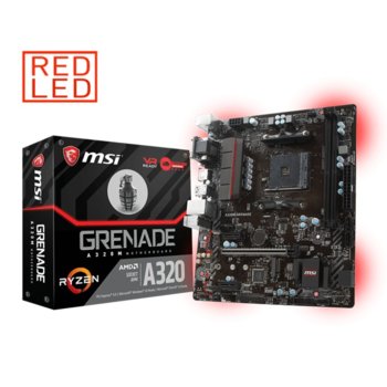Дънна платка MSI A320M GRENADE, A320, AM4, DDR4, PCI-E(DVI,VGA,HDMI), 4x SATA 6Gb/s, 1x M.2 socket, 6x USB 3.1, 6x USB 2.0, microATX | JAR Computers MSI A320M GRENADE