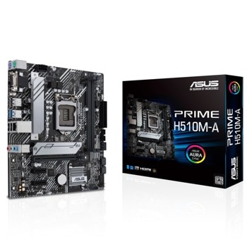 Дънна платка Asus PRIME H510M-A, H510, LGA1200, DDR4, PCI-E 4.0 (DP/HDMI/VGA), 4x SATA 6Gb/s, 1x M.2, 2x USB 3.2 Gen 1, Micro ATX | JAR Computers Asus PRIME H510M-A 90MB17C0-M0EAY0
