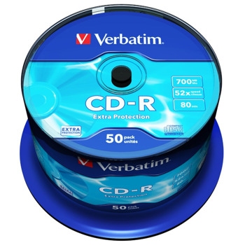 Оптичен носител CD-R 700MB, Verbatim 43351, 52x, 50бр | JAR Computers Verbatim CD-R 700MB 50бр. 43351