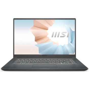 Лаптоп MSI Modern 15 A4M (9S7-155K26-006-16GB), шестядрен AMD Ryzen 5 4500U 2.3/4.0GHz, 15.6" (39.62 cm) Full HD IPS Anti-Glare Display, (HDMI), 16GB DDR4, 512GB SSD, 1x Type-C, No OS | JAR Computers MSI Modern 15 A4M 9S7-155K26-006-16GB