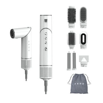 Уред за сушене и стилизиране на коса AENO HS1, 1200W, 3 скорости, 4 нива на температурата, йонизация, бял | JAR Computers AENO HS1 AHS0001