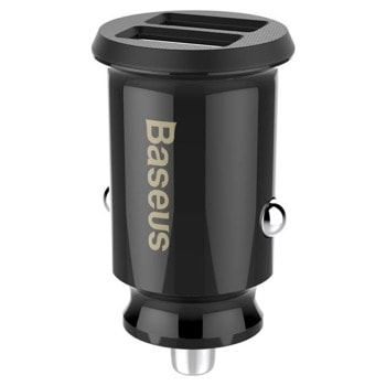 Зарядно за кола Baseus Grain, от автомобилна запалка към 2x USB A(ж), 5V, 3.1A, черно | JAR Computers Baseus Grain CCALL-ML01