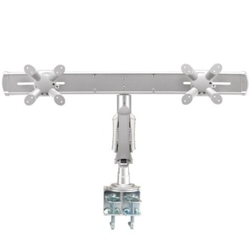 Стойка за монитор NewStar FPMA-D940D, за плот, за екрани от 10" до 24", VESA до 100 x 100, макс. тегло до 7кг., регулируема, за 2 монитора, сребриста | JAR Computers NewStar FPMA-D940D