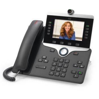 VoIP телефон Cisco IP Phone 8845, 5.0" (12.70 cm) WVGA цветен дисплей, 5 линии, 2x LAN1000, PoE, тъмно сив image