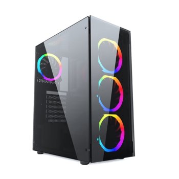 Кутия PowerCase JX188-10, ATX/mATX/Mini-ITX, 1x USB 3.0, черна, прозорец, без захранване | JAR Computers PowerCase JX188-10