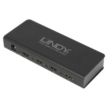 Видео превключвател Lindy LNY-38243, от 3x HDMI(ж) към 1x HDMI(ж)/1x RS-232(ж)/1x IR(3.5mm), 4096x2160@60Hz, 3D поддръжка, черен | JAR Computers LINDY LNY-38243