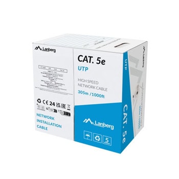 Кабел Lanberg LCU5-15CC-0305-S, UTP, Cat.5e, 305m, сив | JAR Computers Lanberg LCU5-15CC-0305-S