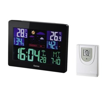 Електронна метеостанция Hama EWS-1400, термометър, аларма, хигрометър, черна image