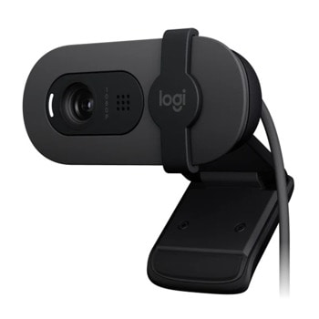 Уеб камера Logitech Brio 100 (960-001585), микрофон, Full HD (1920x1080@30fps), защитен капак, черна | JAR Computers Logitech Brio 100 Graphite 960-001585