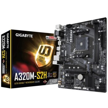 Дънна платка Gigabyte A320M-S2H, A320, AM4, DDR4, 4x SATA 6Gb/s, 1x M.2 slots, 4x USB 3.1, mATX | JAR Computers Gigabyte A320M-S2H, Socket AM4, mATX, 2xDDR4, NVME