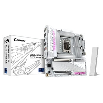 Дънна платка GIGABYTE B860M A ELT WF6E ICE, B860, LGA1851, DDR5, PCI-E 5.0,(HDMI), 4x SATA 6Gb/s, 3x M.2, USB 3.2 Gen 2, 2.5GbE LAN, Wi-Fi 6E, Bluetooth 5.3, Micro ATX | JAR Computers дънна платка gigabyte b860m a elt wf6e ice