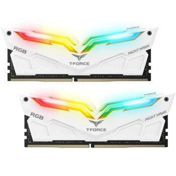 Памет 16GB (2x8GB) DDR4, 3200Mhz, Team Group T-Force Night Hawk RGB, TF2D416G3200HC16CDC01, 1.35 V, бяла | JAR Computers Team Group 16GB(2x8GB) T-Force Night Hawk RGB DDR4