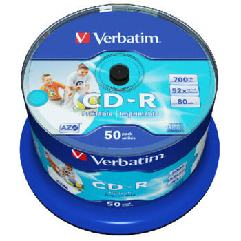 Оптичен носител CD-R 700MB, Verbatim 0019, 52x, 50бр. | JAR Computers Verbatim CD-R 700Mb 50 бр 0019