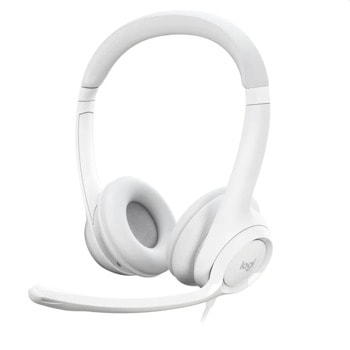 Слушалки Logitech H390, микрофон, 1.9 m кабел, бели | JAR Computers Logitech H390 USB Computer Headset -OFF-WHITE USB