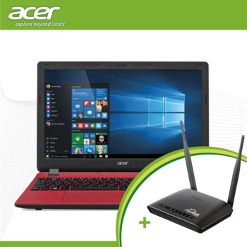 Лаптоп Acer Aspire ES1-531 (NX.MZ9EX.025)(червен) в пакет с D-Link DIR-605L Wireless N300 Cloud Router, дву-ядрен Intel Celeron N3050 1.6/2.16GHz, 15.6" (39.62 cm) HD LED Display (HDMI), 4GB, 500GB HDD, USB3.0, Linux, 2.4kg | JAR Computers Acer Aspire ES1-531 + D-Link NX.MZ9EX.025_DIR-605L