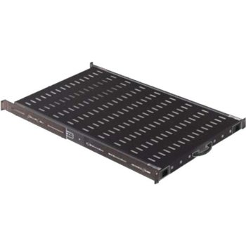 19" рафт MIRSAN MR.SRH100.01 за сървърен шкаф - 482 x 740 x 45 мм, D=1000 мм, подвижен, вентилиран, 4-точков монтаж, 50 кг товар, черен, Heavy Duty | JAR Computers MIRSAN MR.SRH100.01