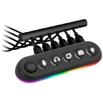 USB хъб Streamplify Hub Deck 5, 5 порта, от USB 3.0 Тype-A към 4x USB 3.0 Type-A, 1x USB 2.0 Type-A, RGB подсветка, отделни On/Off бутони, черен | JAR Computers Streamplify Hub Deck 5