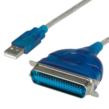 Преходник Roline 12.99.1150, от USB A(м) към Parallel (IEEE1284) Centronics 36-pin(м), 1.8м, сив | JAR Computers ROLINE 12.99.1150 1.8 м