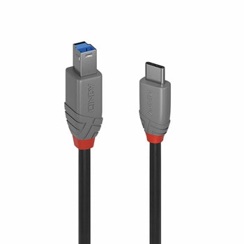 Кабел Lindy Anthra Line, от USB-C 3.2 (м) към USB-B(м), 3m, черен, 5Gbps | JAR Computers Lindy LNY-36668