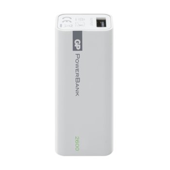 Външна батерия/power bank GP Portable 1C02A, 2600mAh, бяла, 1A, 1x USB | JAR Computers GP Portable PowerBank 1C02A - 2600mAh White