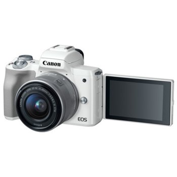 Canon EOS M50 (бял) + 2x обектива + Lexar 64GB SD