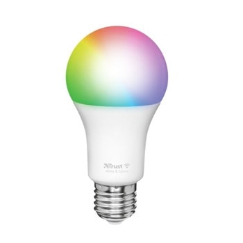LED смарт крушка Trust Smart WiFi RGB LED Bulb, E27, Wi-Fi, съвместима с Android/iOS | JAR Computers TRUST Smart WiFi RGB LED Bulb E27
