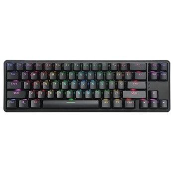 Клавиатура Delux KM32, механична, безжична/жична, Bluetooth, подсветка, USB, черна | JAR Computers Клавиатура Delux KM32