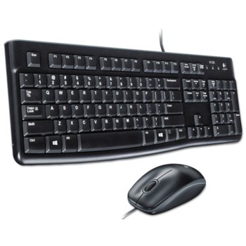 Комплект клавиатура и мишка Logitech Desktop MK120, черни, USB, с гръцка клавиатура image
