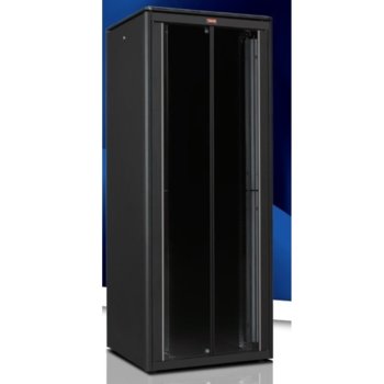Комуникационен шкаф Lande LN-SR42U8010-BL-511, 19", 22U, 800 x 800 мм, стъклена врата, черен | JAR Computers Lande LN-FS22U8080-BL-111