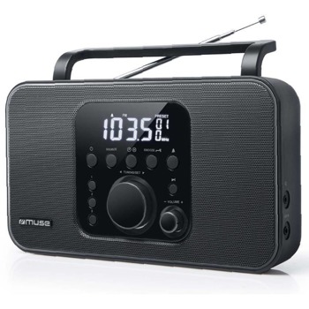 Радио MUSE M-091 RFM/MW, преносимо, FM, AUX, часовник, аларма, 4x 1.5V D/R20/UM1, черно image