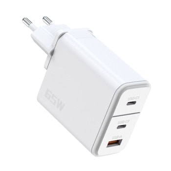 Зарядно устройство P69E, от контакт към 2x USB-C(ж), 1x USB-A(ж), бяло, 65W | JAR Computers Зарядно устройство P69E