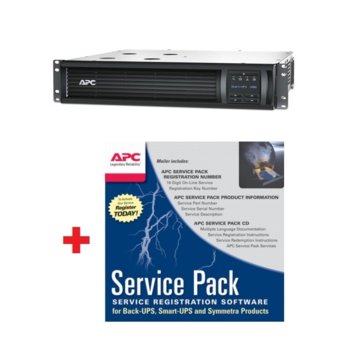 UPS APC Smart-UPS в комплект с допълнителна гаранция APC Service Pack 3 Year Warranty Extension (3 години гаранция), 1000VA/700W, Line Interactive, 2U | JAR Computers APC Smart-UPS 1000VA LCD RM 2U 230V with + 3 Year