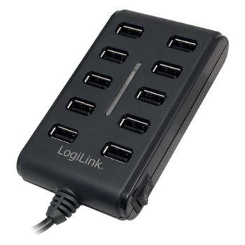 USB Хъб LogiLink UA0125, 10 порта, от USB Type-A към 10x USB 2.0 Type-A, 480 Mbit/s, черен | JAR Computers LogiLink UA0125 USB HUB 10xUSB2.0, Ext. power