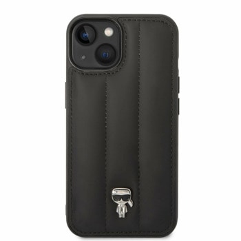 Quilted Puffy Ikonik Logo за iPhone 14 Plus черен
