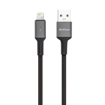 Кабел DeTech DE-C39i, от USB A(м) към Lightning(м), 1m, черен | JAR Computers DeTech DE-C39i 40201