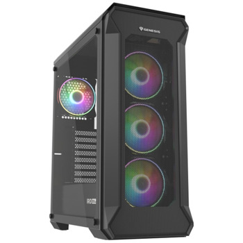 Кутия Genesis Irid 505 V2 ARGB Black, ATX/mATX/Mini-ITX, 2x USB 3.0, 2x USB 2.0, прозорец, черна, без захранване | JAR Computers Genesis Irid 505 V2 ARGB Black NPC-1518