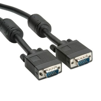 Кабел Roline S3627, от VGA(м) към VGA(м), 6m, черен | JAR Computers Cable Roline VGA w/Ferrit DDC 15M/15M 6m S3627