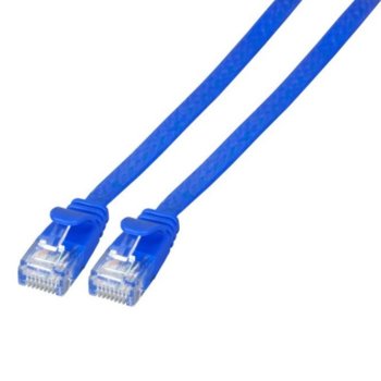 Пач кабел EFB Elektronik, UTP, Cat.6A, 0,25м плосък син | JAR Computers EFB Elektronik Cat.6A UTP 0,25м син K8107BL.0,25
