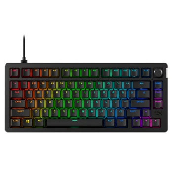 Клавиатура HyperX Alloy Rise 75%, механична, HyperX Linear суич, гейминг, RGB подсветка, N-Key Rollover, Anti-Ghosting, черна, USB | JAR Computers HyperX Alloy Rise Linear 75% Black 7G7A4AA#ABA