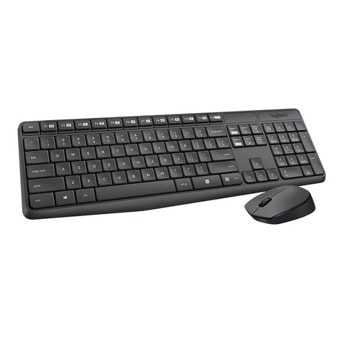 Комплект клавиатура и мишка Logitech MK235, безжични, нископрофилни клавиши, до 10м обхват, USB, сивa, US Intl image
