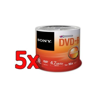 DVD-R media 4.7GB, Sony, 16x, 5x50бр.