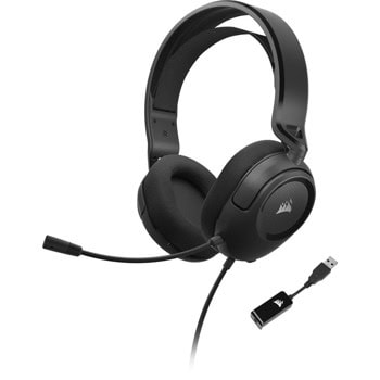 Слушалки Corsair HS35 Surround v2, жични, USB, микрофон, Dolby 7.1 Surround Sound, за PC/MAC/Playstation/Xbox/Mobile, черен | JAR Computers Corsair HS35 Surround v2