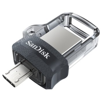 Памет 16GB USB Flash Drive, SanDisk Ultra Dual Drive m3.0, USB 3.0/micro USB 3.0, сива | JAR Computers SanDisk Ultra Dual Drive m3.0 - 16GB