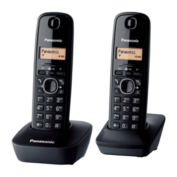 Безжичен телефон Panasonic KX-TG1612FXH, течнокристален черно-бял дисплей, черен image