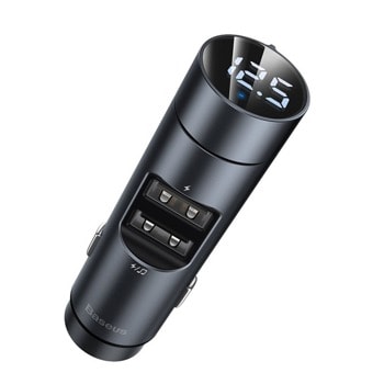 FM Трансмитер Baseus CCNLZ-0G, от 87.5 MHz до 99.9 MHz, Bluetooth 5.0, 2x USB-A, черен | JAR Computers Baseus CCNLZ-0G