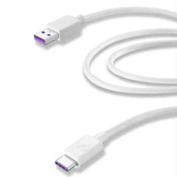 Кабел Cellularline 4593, от USB Type А(м) към USB Type C(м), 1.2m, бял | JAR Computers Cellularline IT4593 Type-C Super fast 480 Mbps