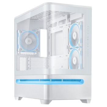 Кутия Asus Prime AP202 ARGB, mATX/Mini-ITX, 1x USB 3.2 USB-C, 3x 120mm вентилатора, с прозорец, бяла, без захранване | JAR Computers Кутия Asus Prime AP202 ARGB бяла