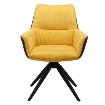 Трапезен стол Carmen DOVER, до 120kg, дамаска, прахово боядисана метална база, въртене на 360°, жълт image